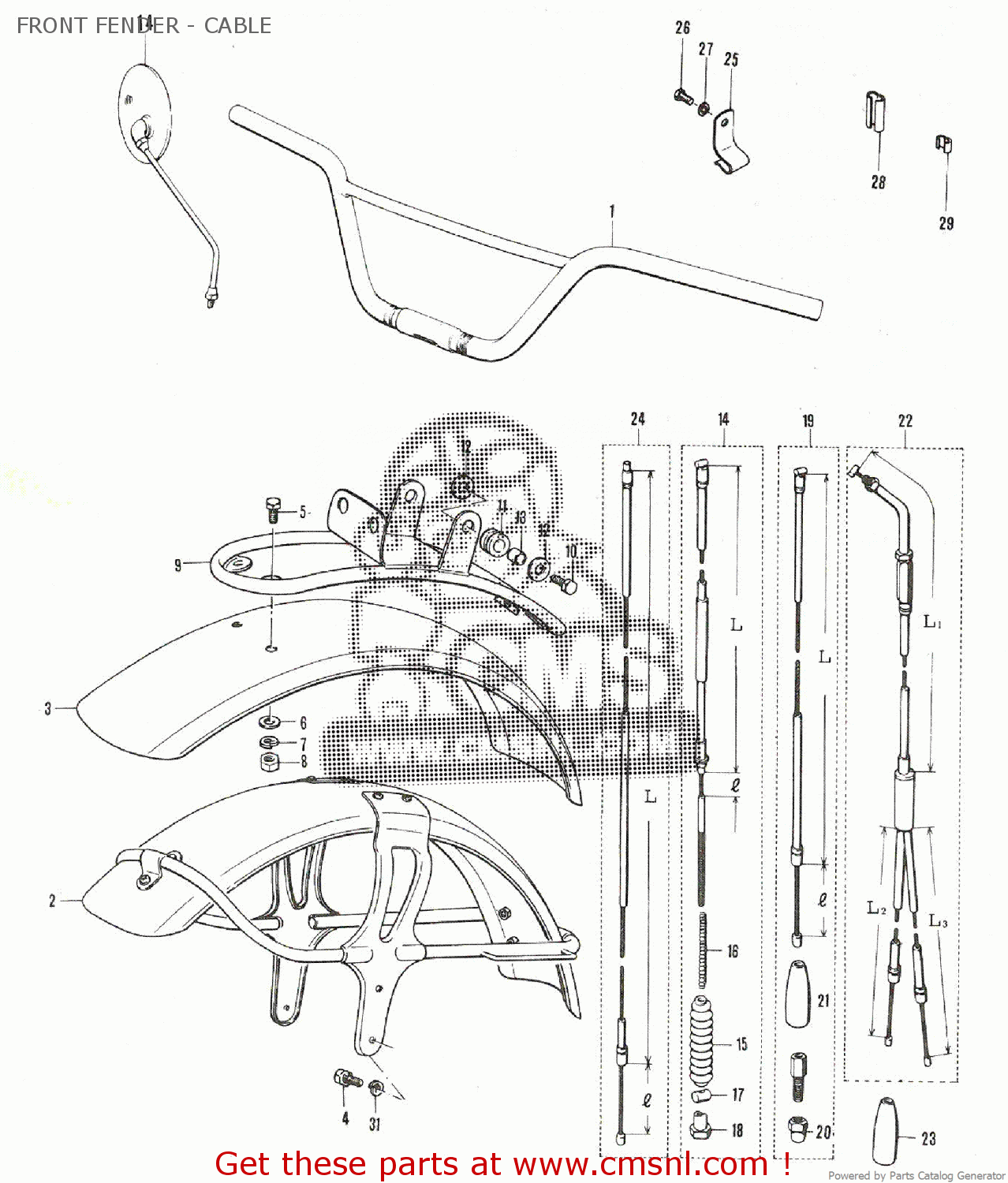 FRONT FENDER - CABLE TS90
