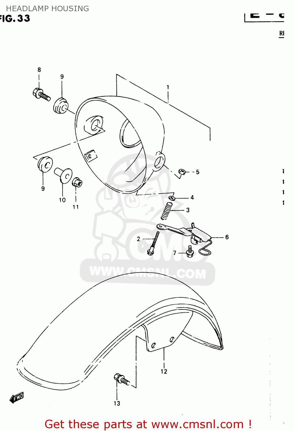 HEADLAMP HOUSING TU250X 1997 (V) (E02 E04 E17 E24 E25 E34 E39)