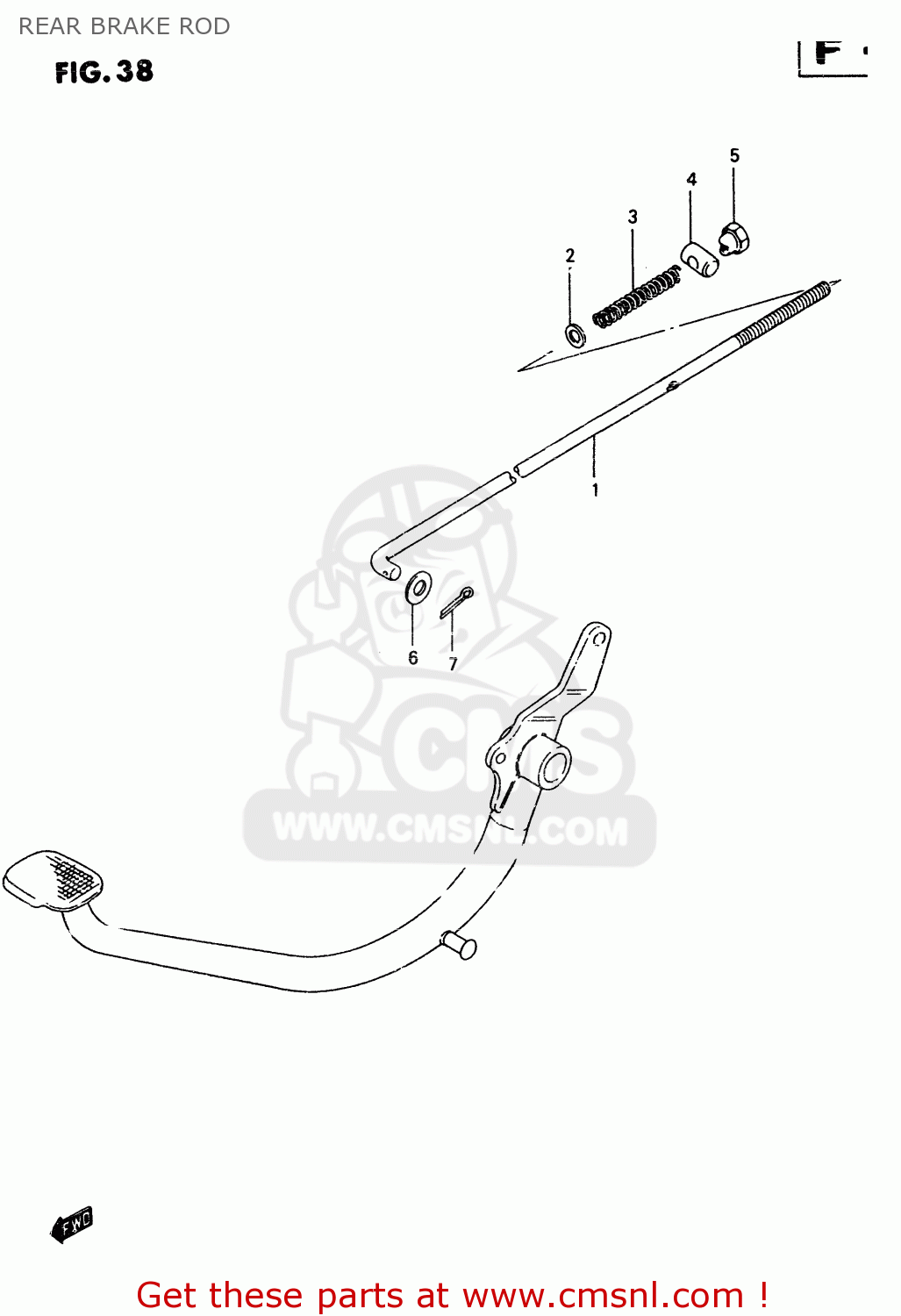 REAR BRAKE ROD TU250X 1997 (V) (E02 E04 E17 E24 E25 E34 E39)
