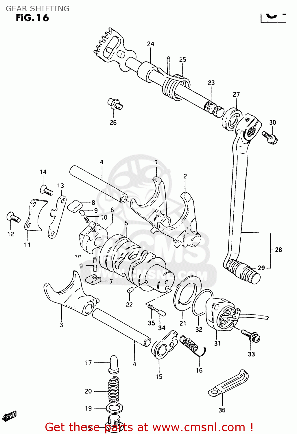 GEAR SHIFTING TU250X 1998 (W) (E02 E04 E17 E24 E25 E34 E39)
