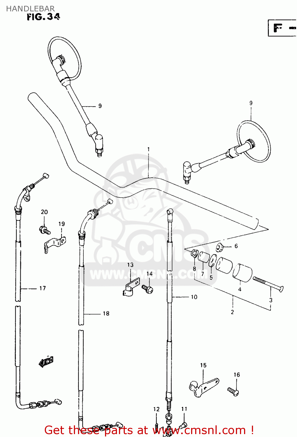 HANDLEBAR TU250X 1998 (W) (E02 E04 E17 E24 E25 E34 E39)
