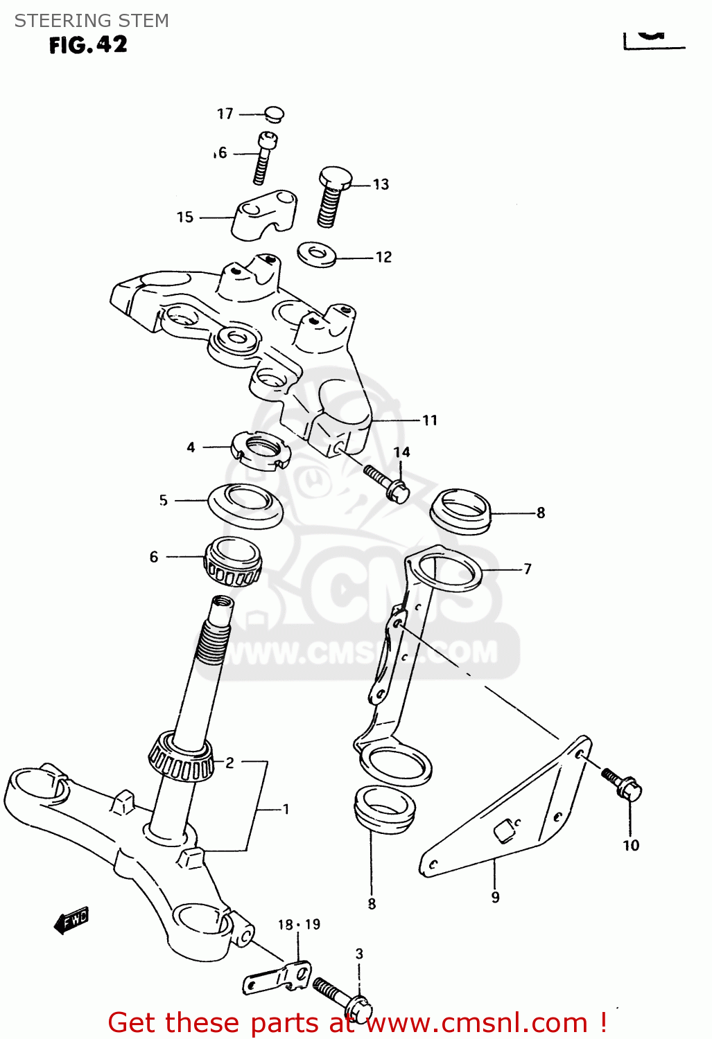 STEERING STEM TU250X 1998 (W) (E02 E04 E17 E24 E25 E34 E39)