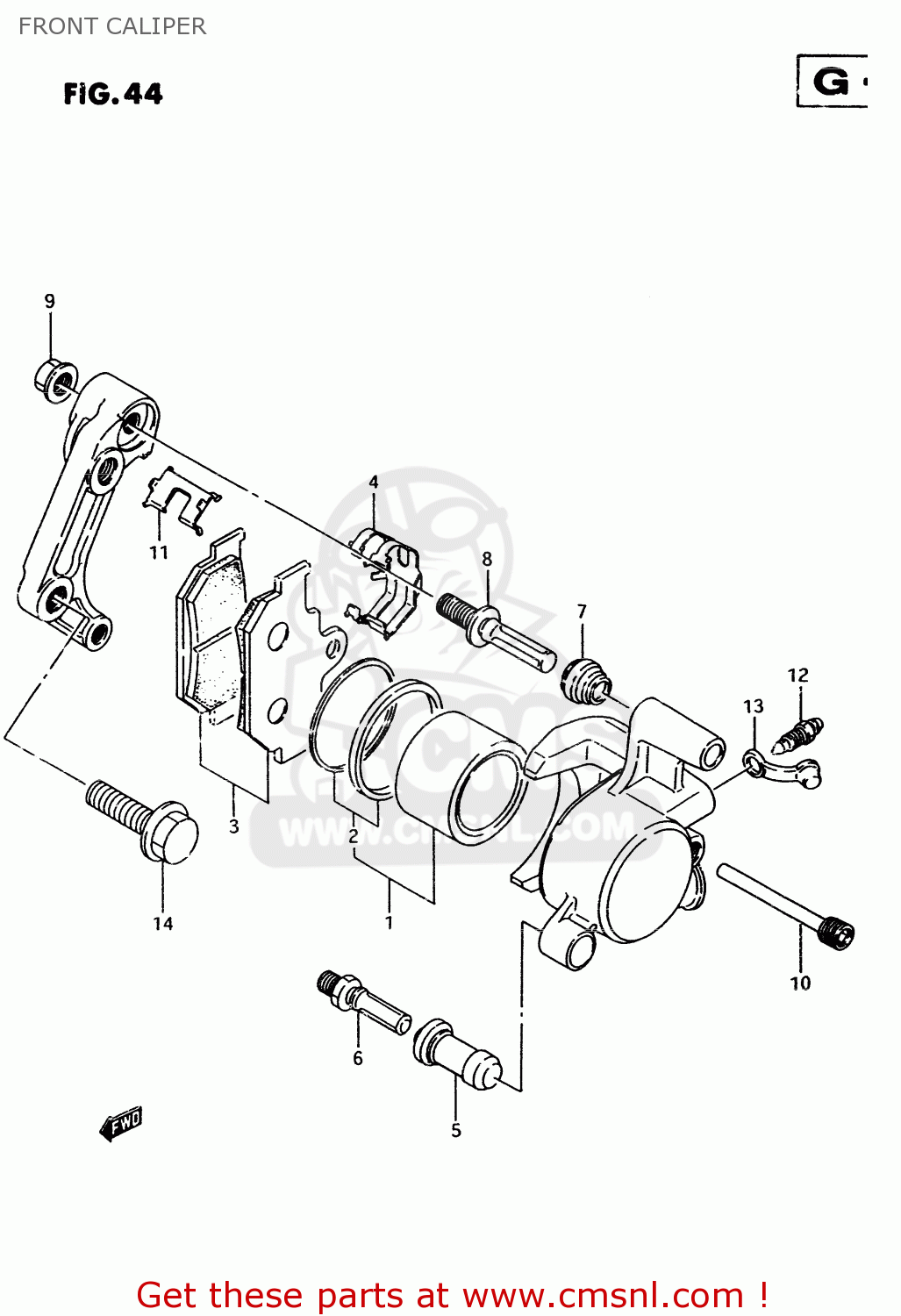 FRONT CALIPER TU250X 1998 (W) (E02 E04 E17 E24 E25 E34 E39)