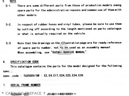 * CATALOG PREFACE * - TU250X 1998 (W) (E02 E04 E17 E24 E25 E34 E39)