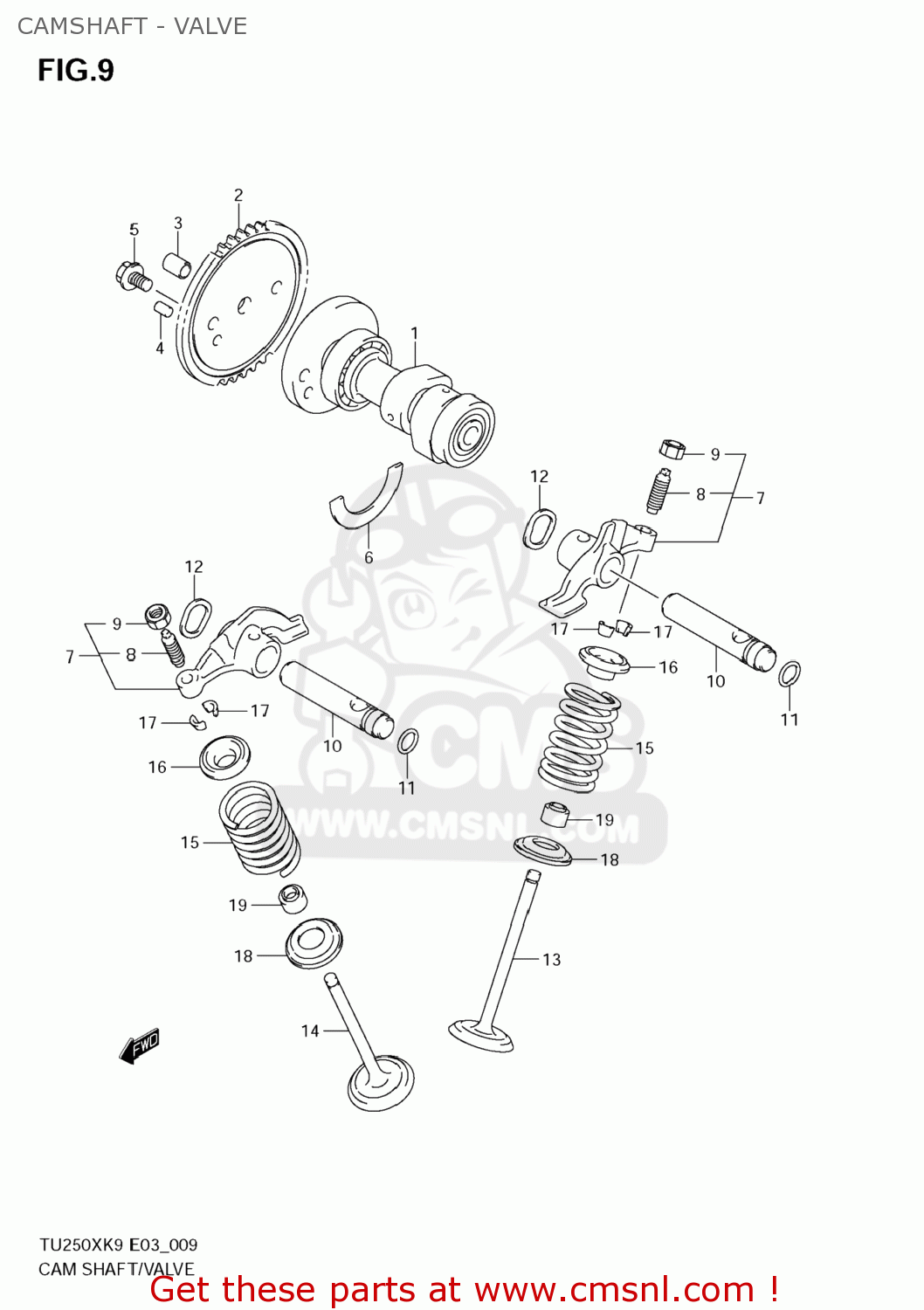 CAMSHAFT - VALVE TU250X 2009 (K9) USA (E03)