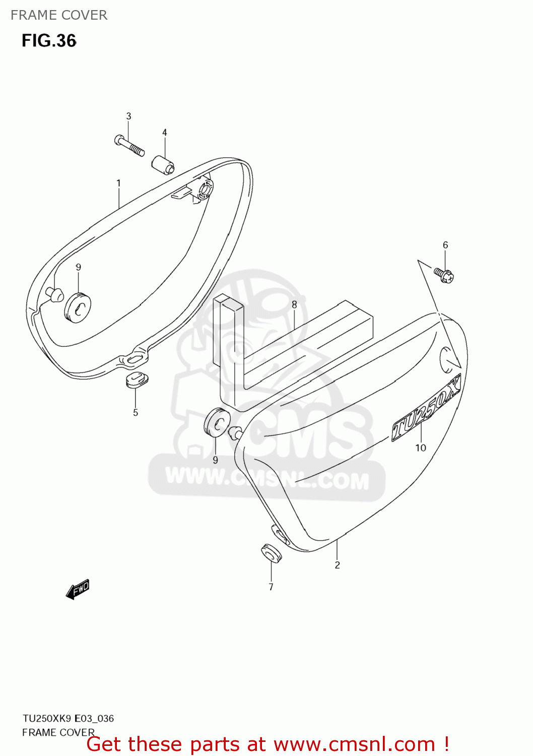 FRAME COVER TU250X 2009 (K9) USA (E03)