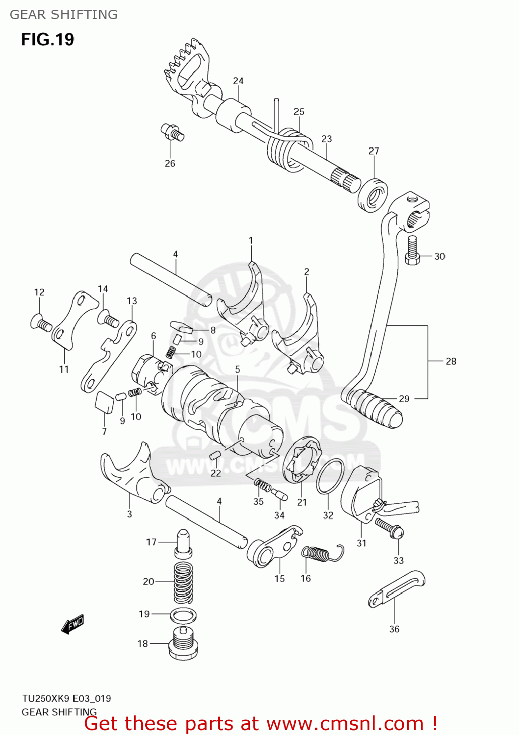 GEAR SHIFTING TU250X 2009 (K9) USA (E03)