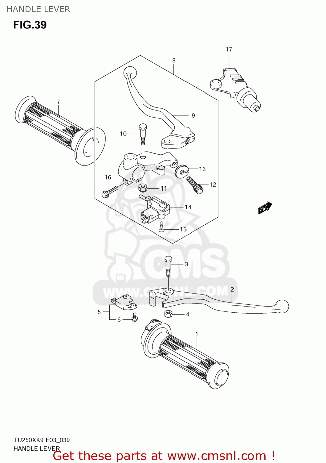 HANDLE LEVER TU250X 2009 (K9) USA (E03)