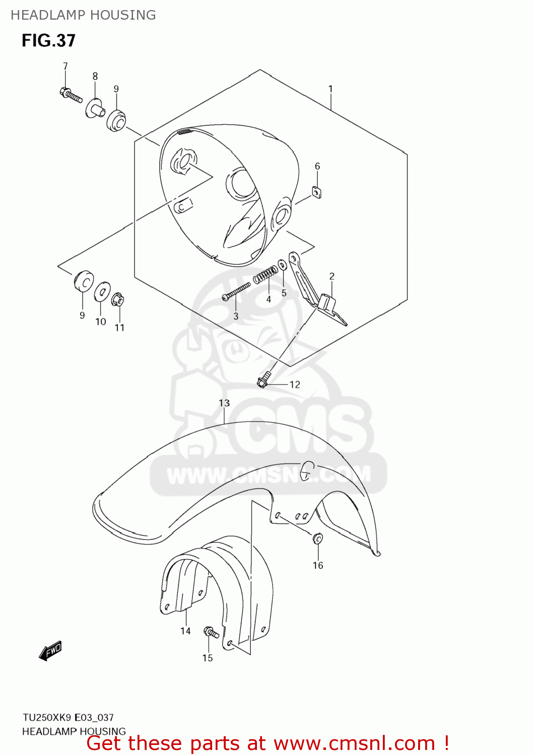 HEADLAMP HOUSING TU250X 2009 (K9) USA (E03)