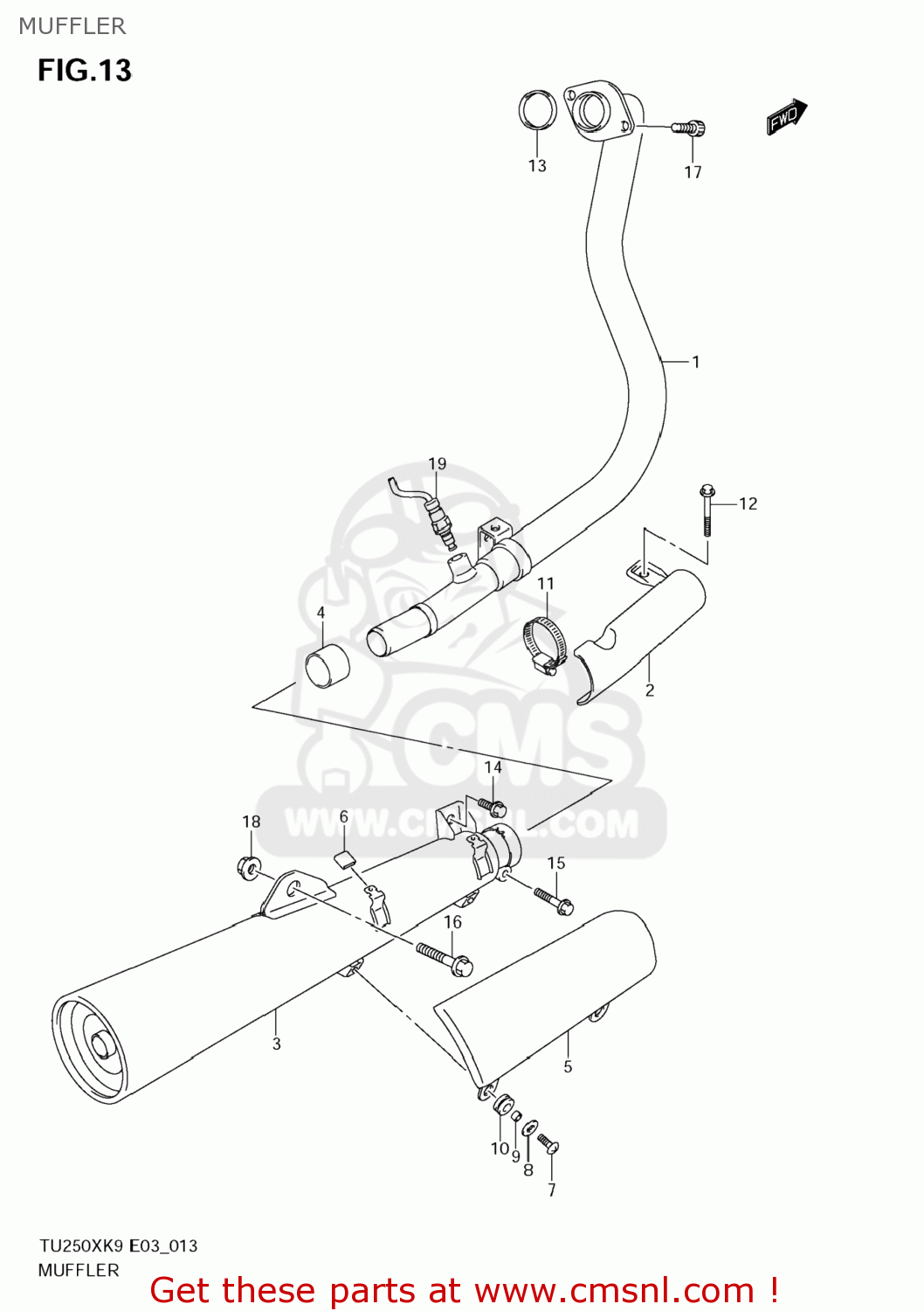 MUFFLER TU250X 2009 (K9) USA (E03)