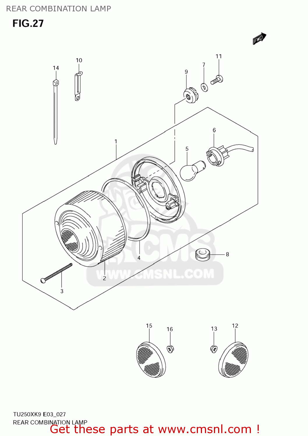 REAR COMBINATION LAMP TU250X 2009 (K9) USA (E03)