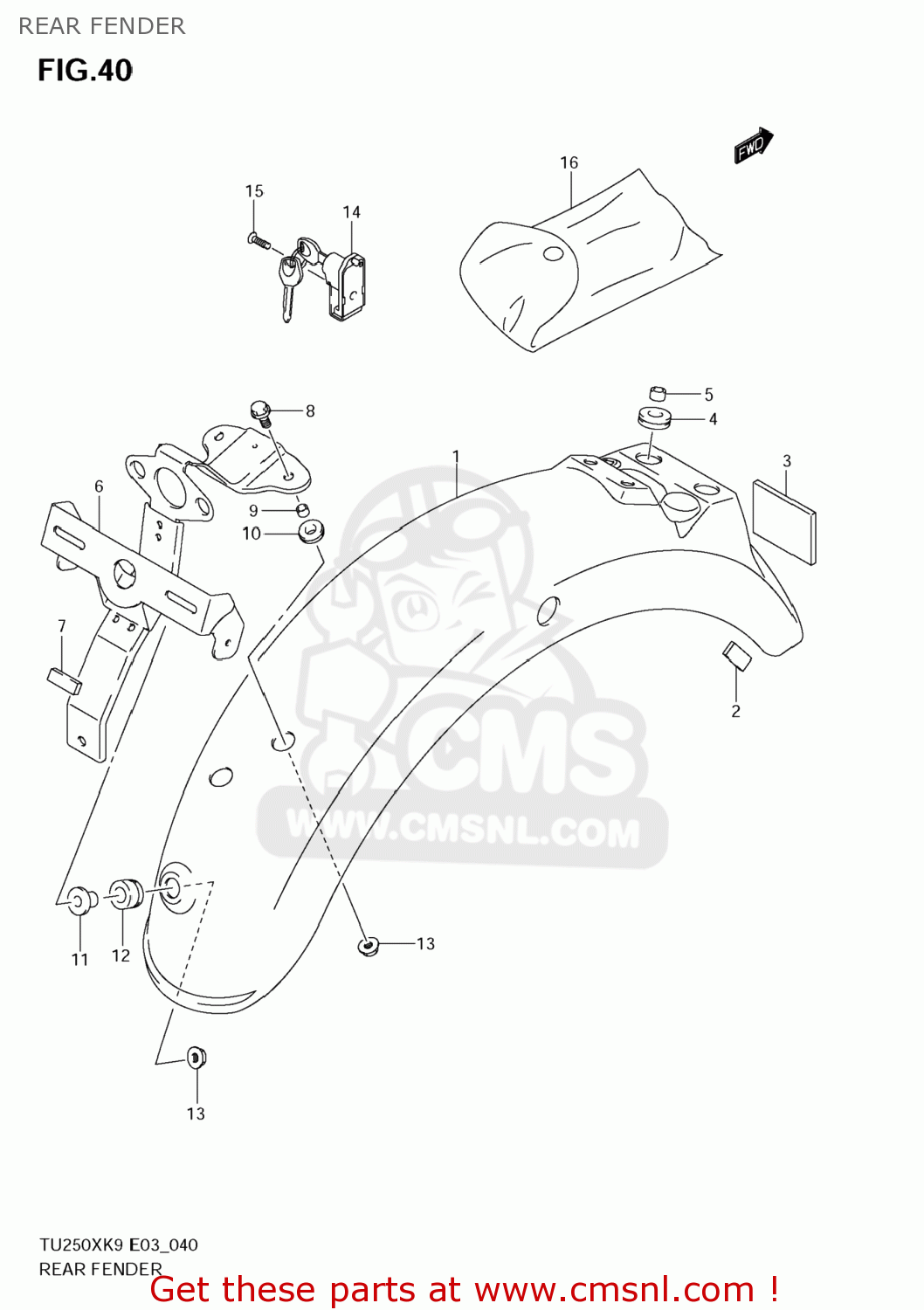 REAR FENDER TU250X 2009 (K9) USA (E03)