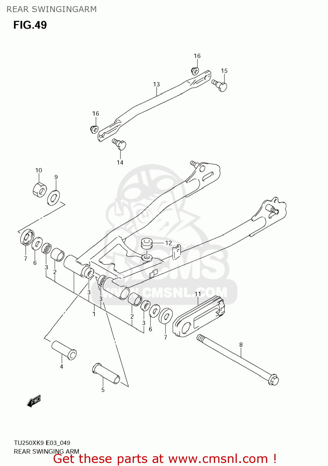 REAR SWINGINGARM TU250X 2009 (K9) USA (E03)