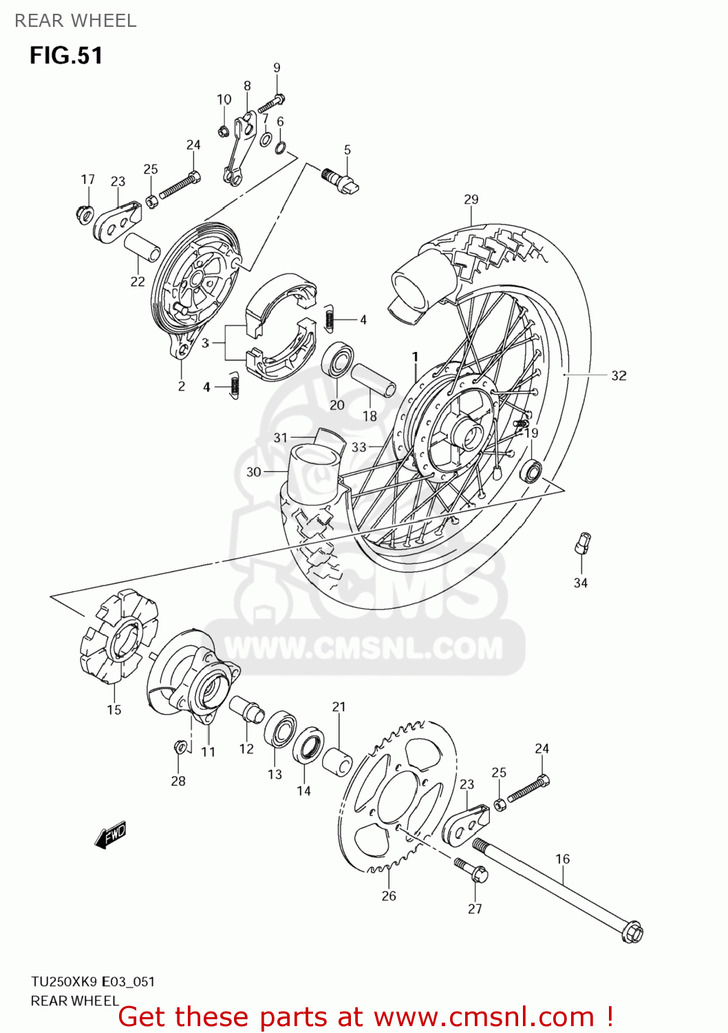REAR WHEEL TU250X 2009 (K9) USA (E03)