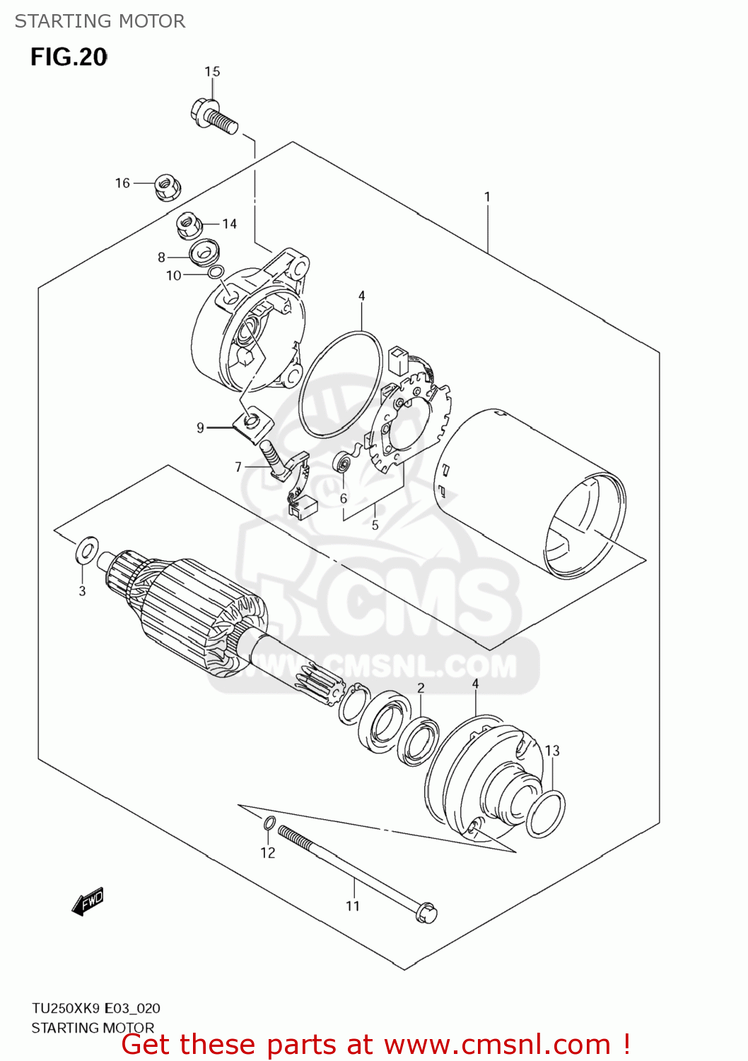 STARTING MOTOR TU250X 2009 (K9) USA (E03)