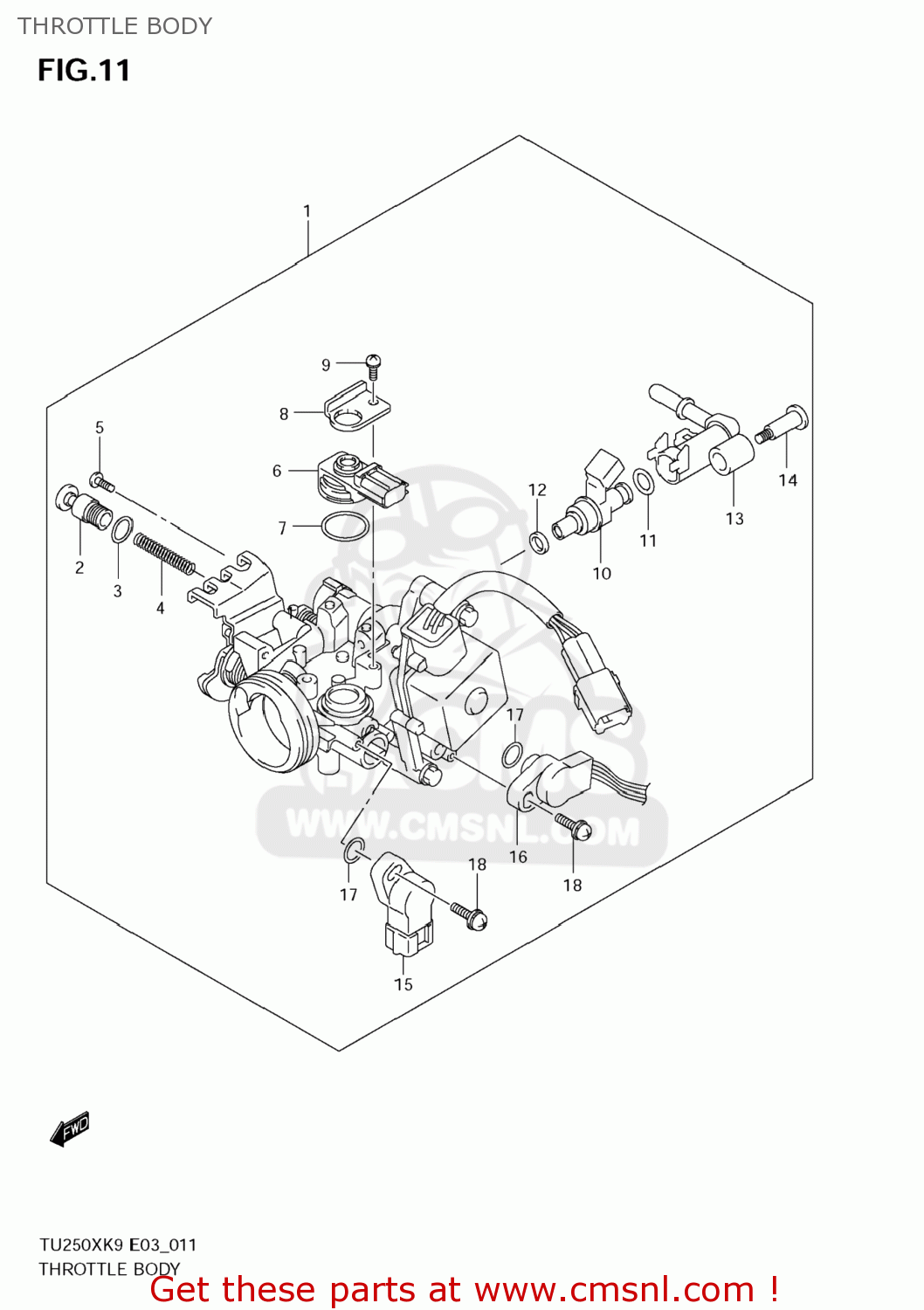 THROTTLE BODY TU250X 2009 (K9) USA (E03)
