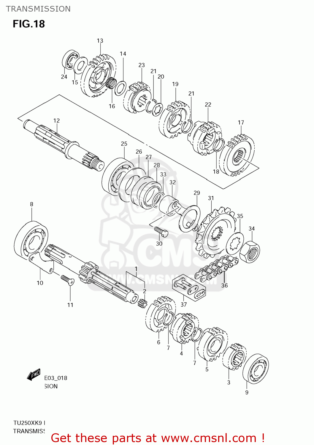 TRANSMISSION TU250X 2009 (K9) USA (E03)