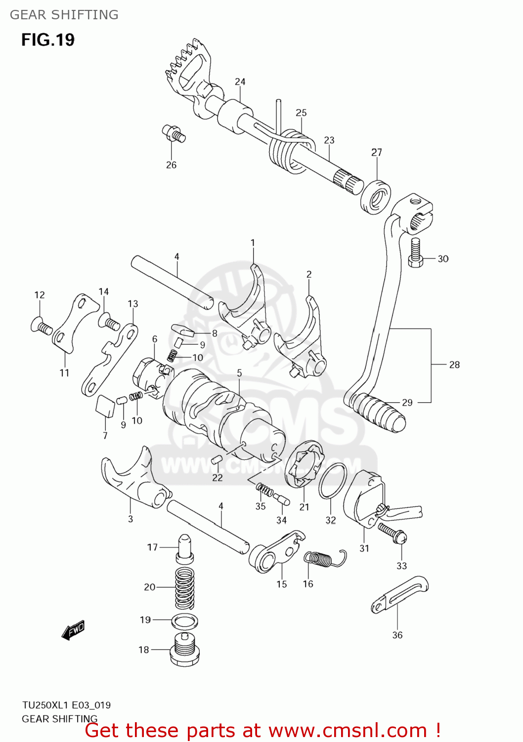 GEAR SHIFTING TU250X 2011 (L1) USA (E03)