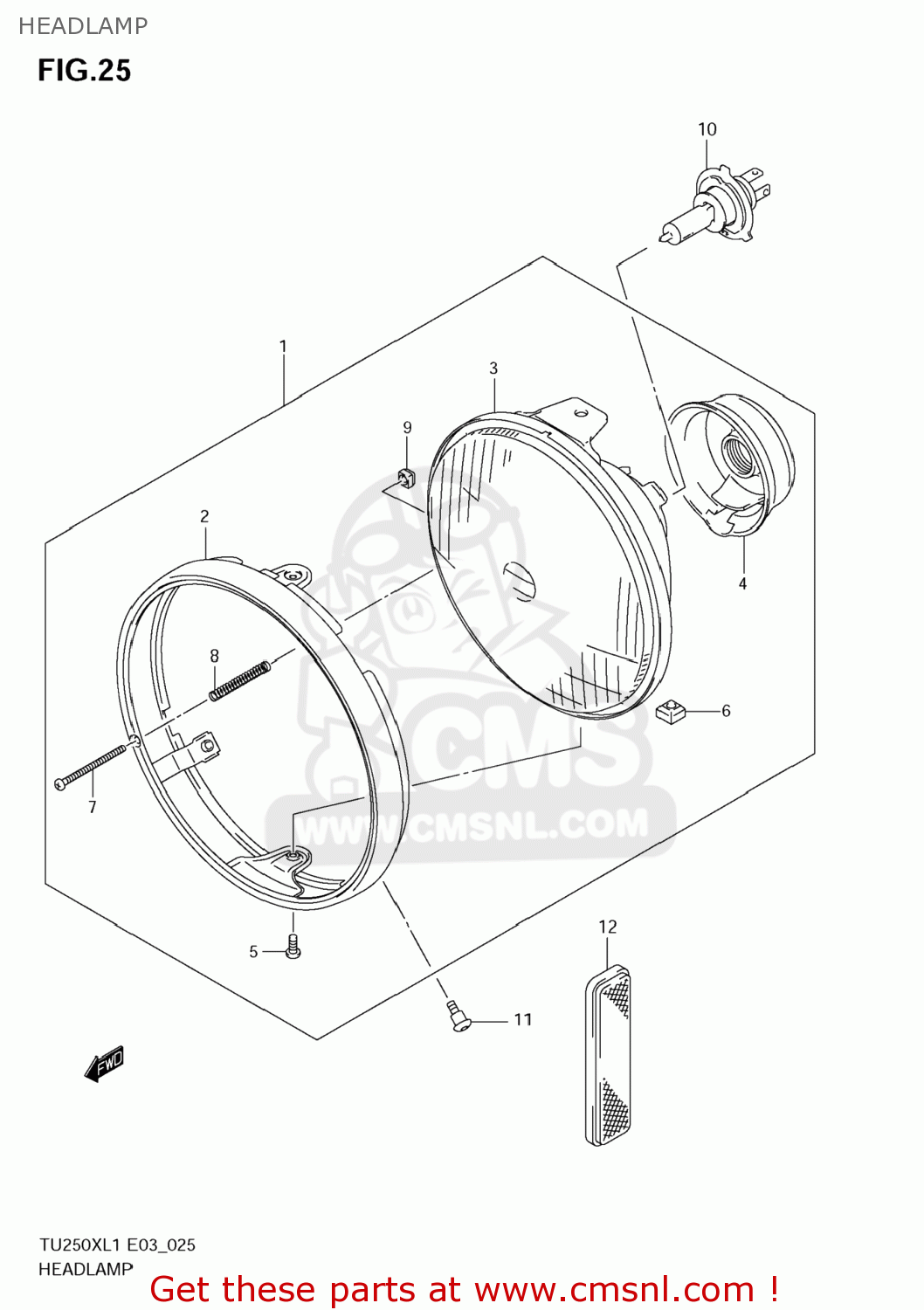 HEADLAMP TU250X 2011 (L1) USA (E03)