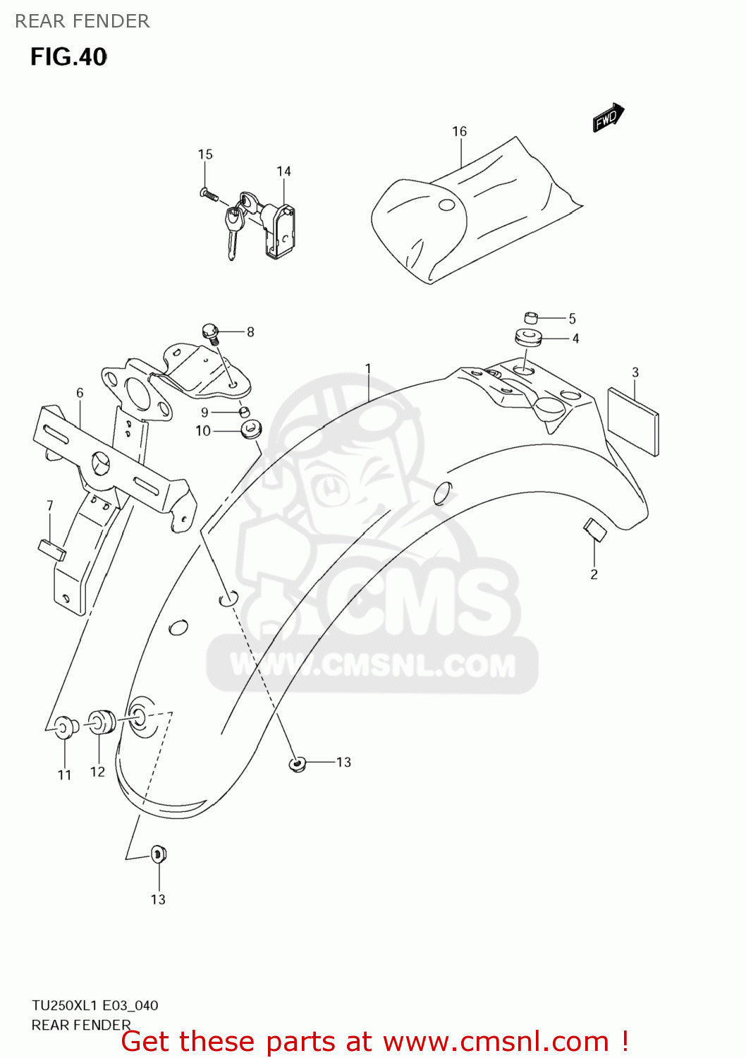 REAR FENDER TU250X 2011 (L1) USA (E03)