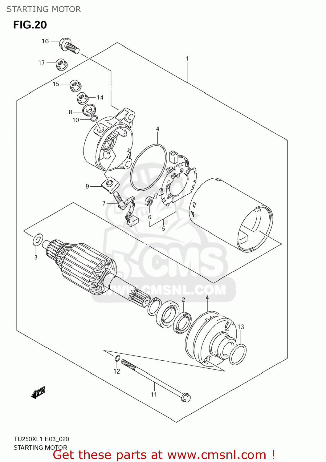 STARTING MOTOR TU250X 2011 (L1) USA (E03)