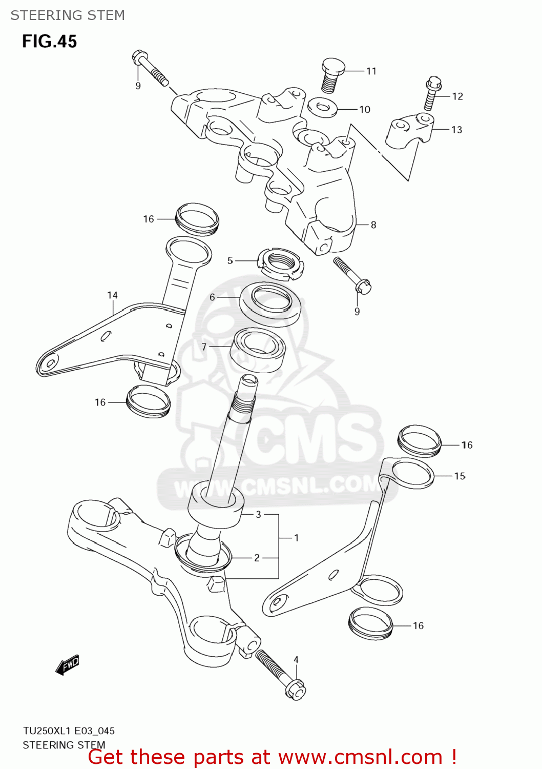 STEERING STEM TU250X 2011 (L1) USA (E03)