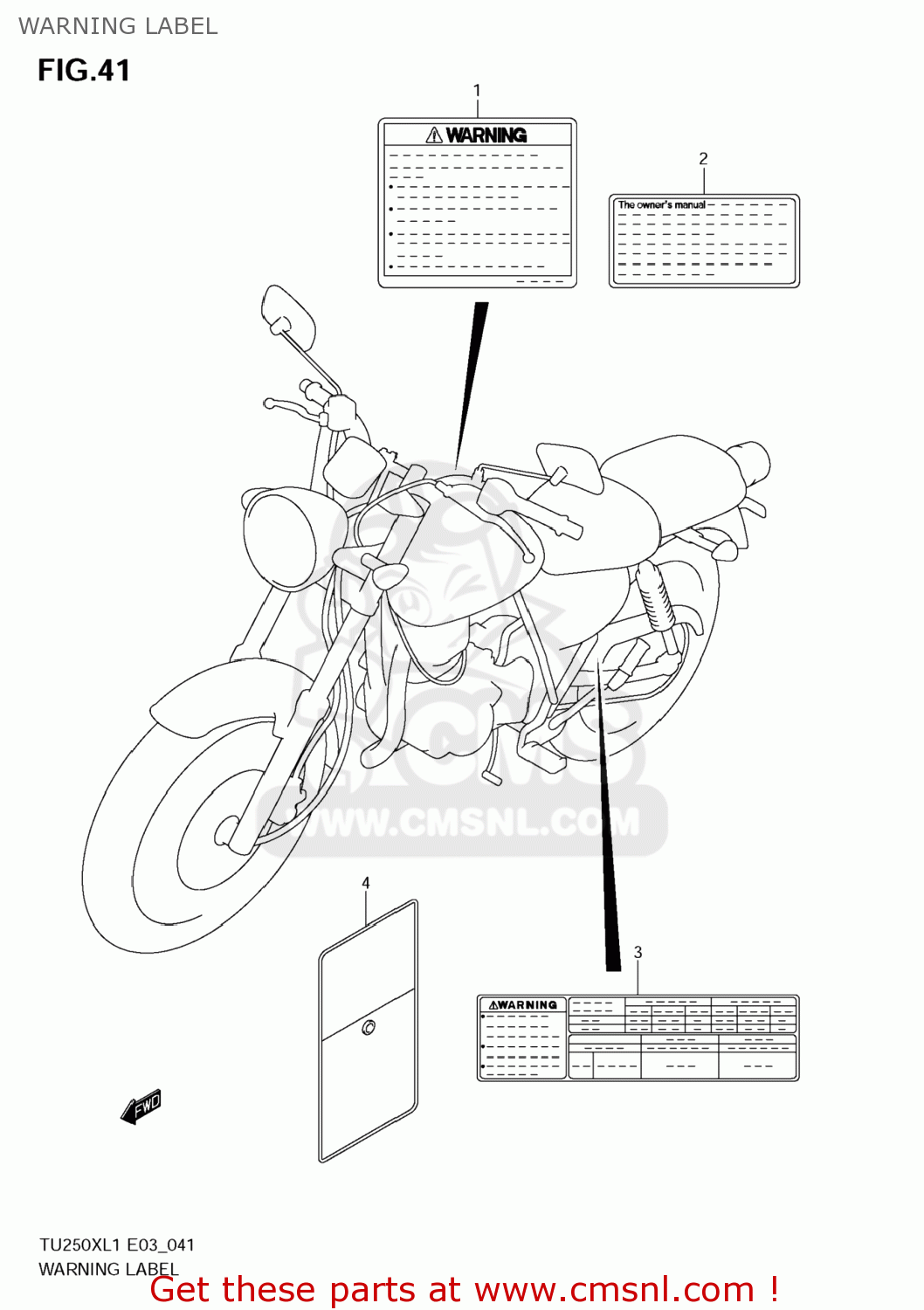 WARNING LABEL TU250X 2011 (L1) USA (E03)