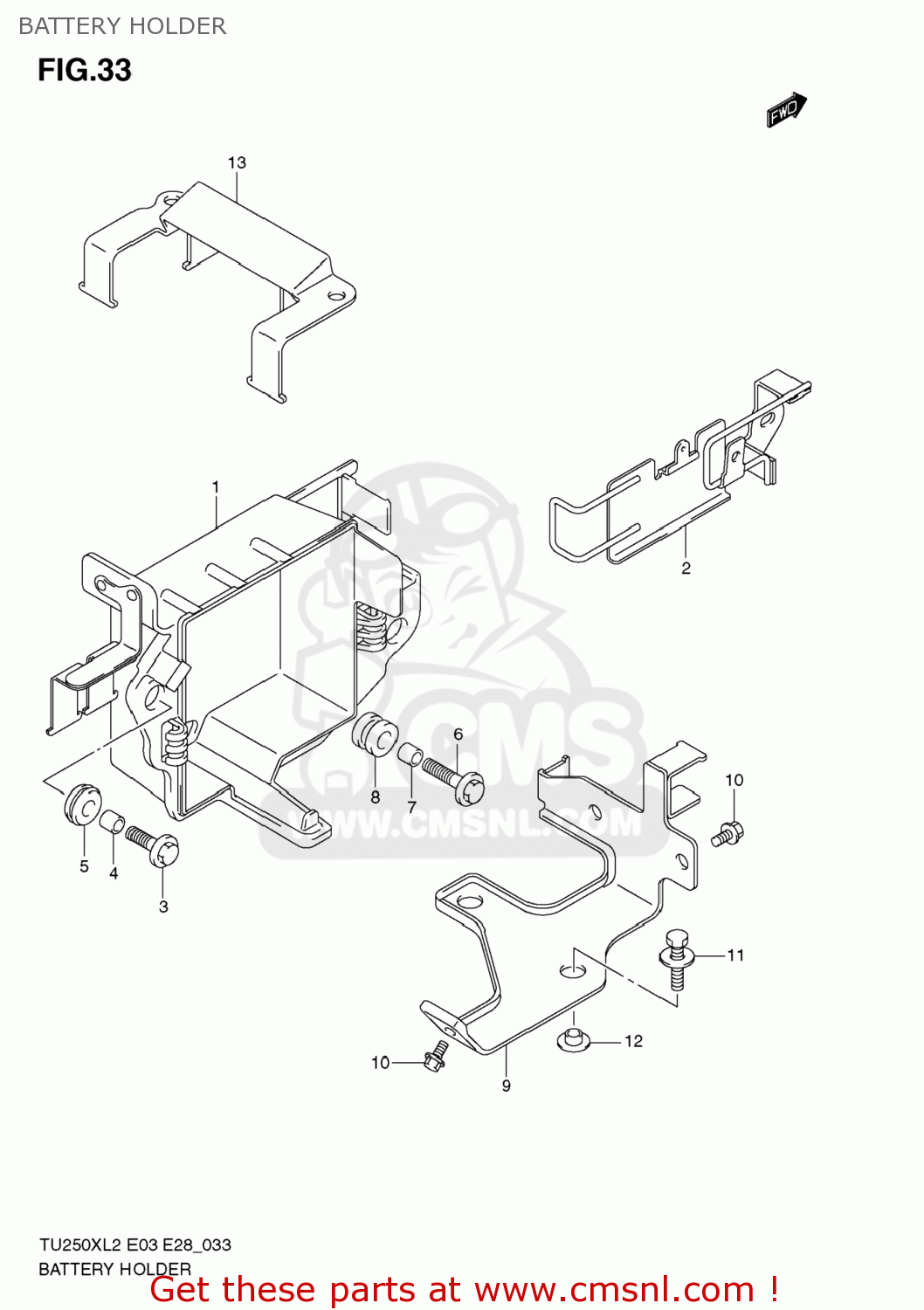 BATTERY HOLDER TU250X 2012 (L2) USA (E03)