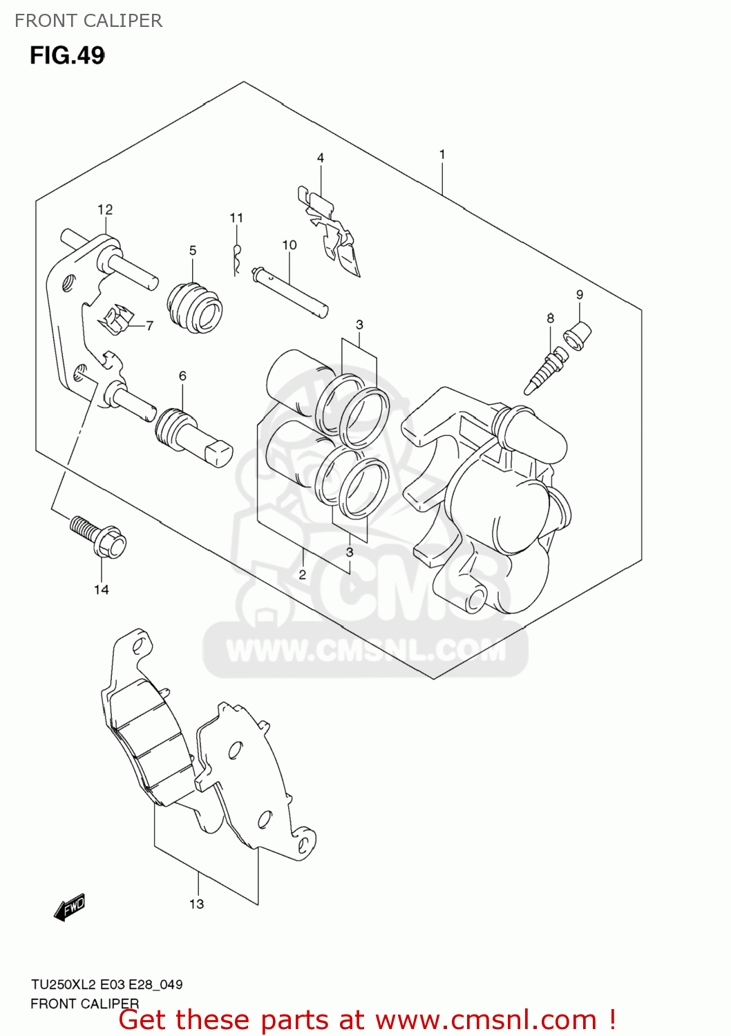 FRONT CALIPER TU250X 2012 (L2) USA (E03)