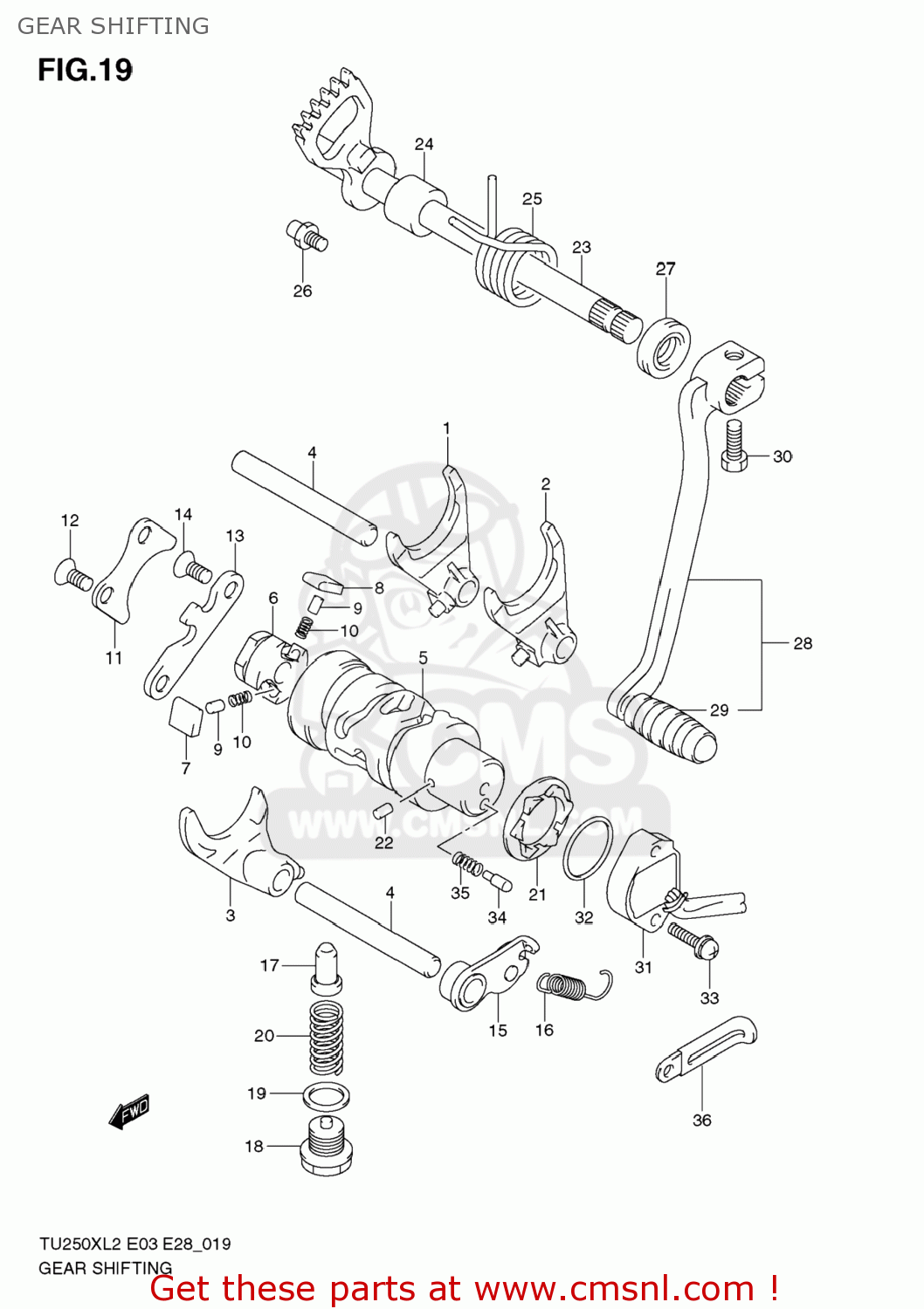GEAR SHIFTING TU250X 2012 (L2) USA (E03)
