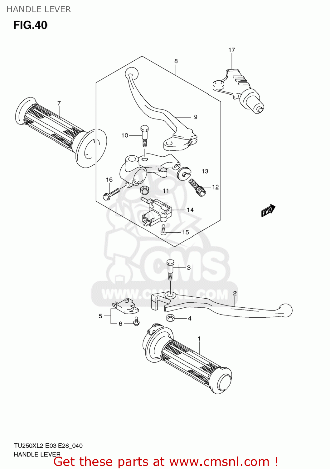 HANDLE LEVER TU250X 2012 (L2) USA (E03)