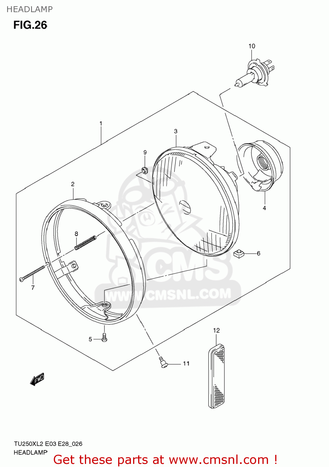 HEADLAMP TU250X 2012 (L2) USA (E03)