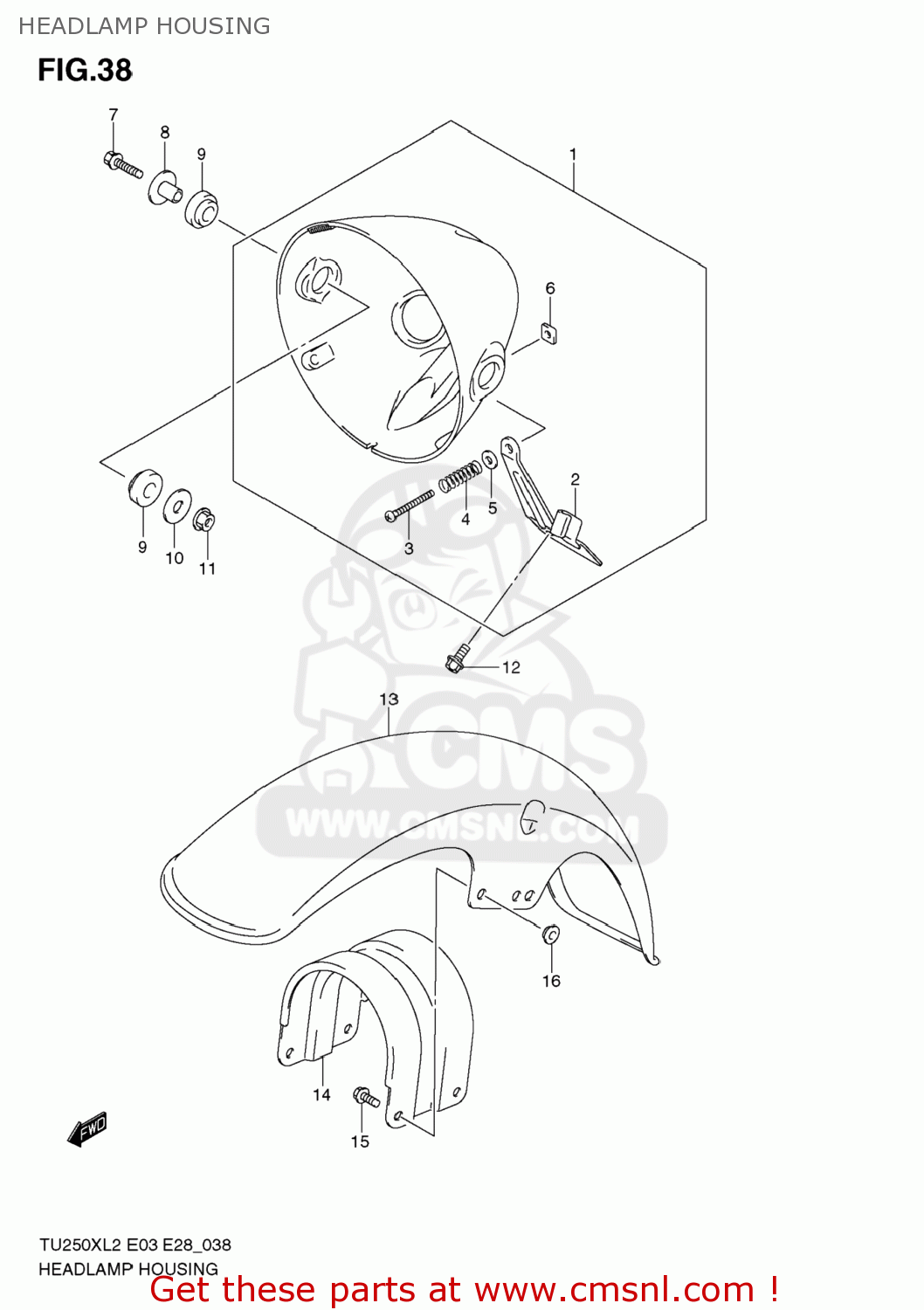 HEADLAMP HOUSING TU250X 2012 (L2) USA (E03)