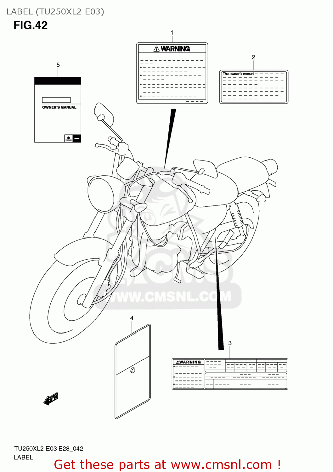 LABEL (TU250XL2 E03) TU250X 2012 (L2) USA (E03)