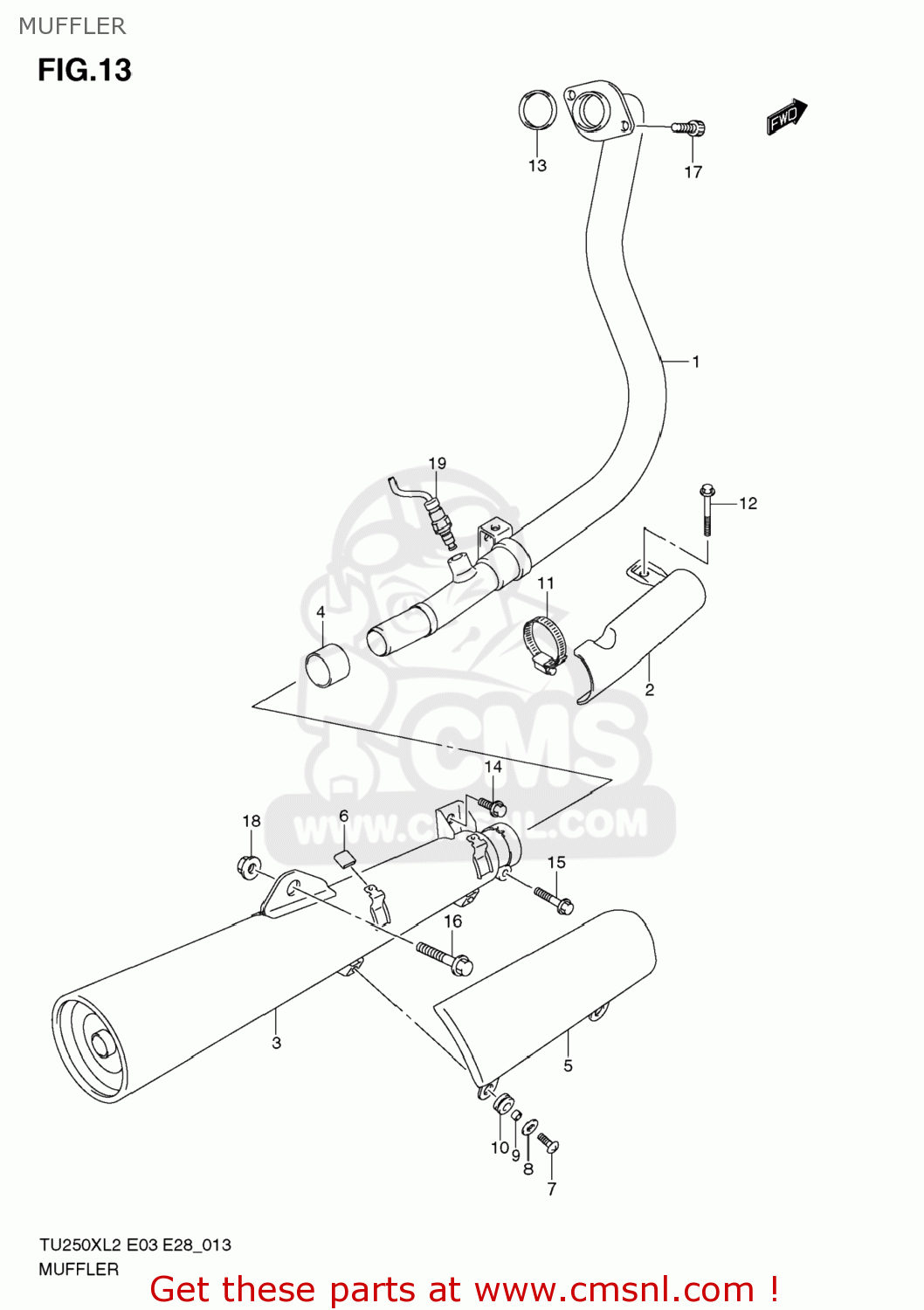 MUFFLER TU250X 2012 (L2) USA (E03)