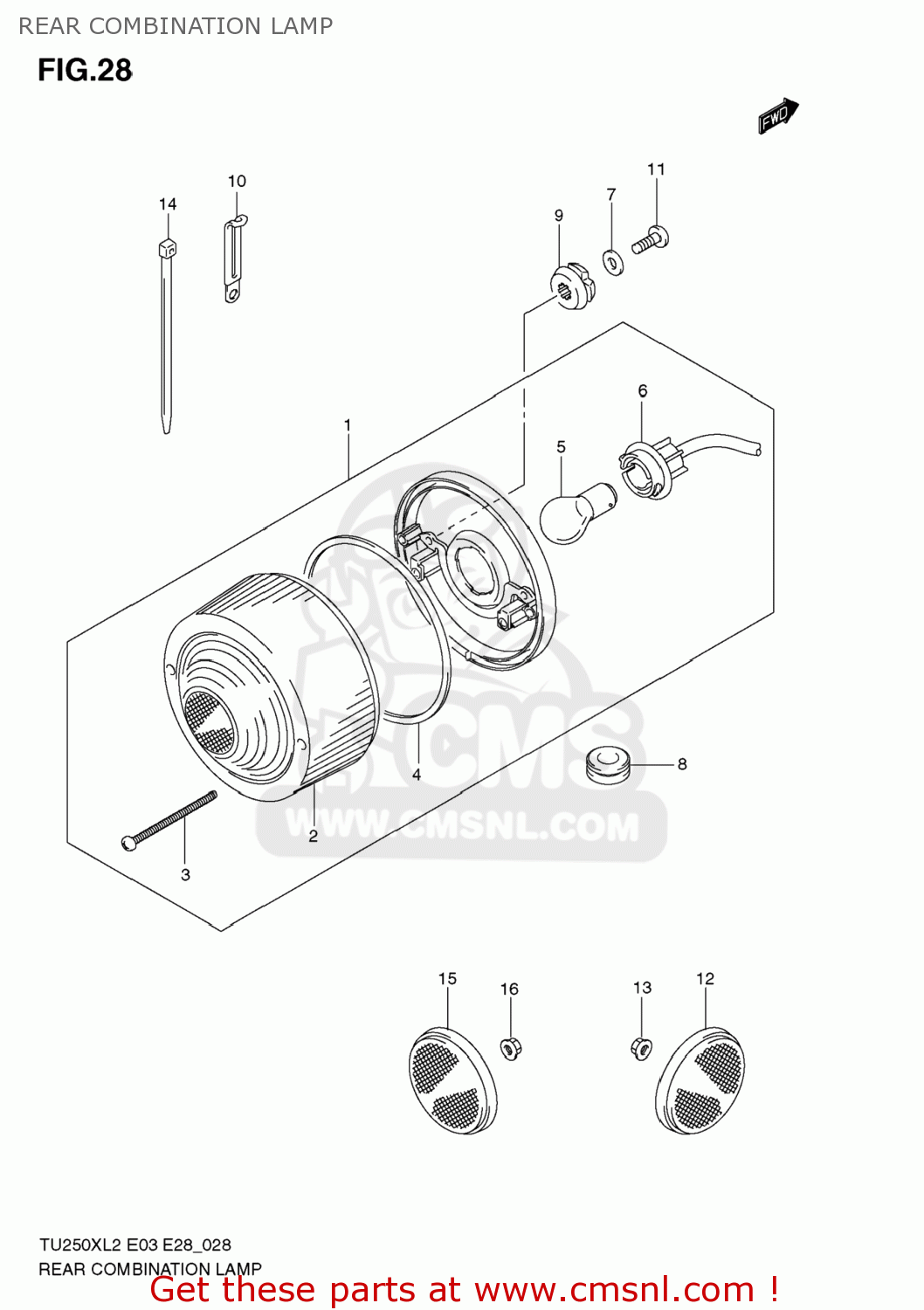 REAR COMBINATION LAMP TU250X 2012 (L2) USA (E03)