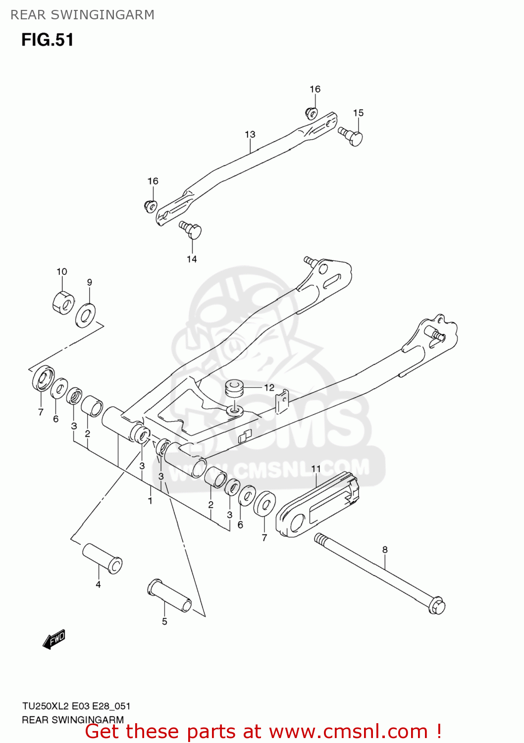REAR SWINGINGARM TU250X 2012 (L2) USA (E03)