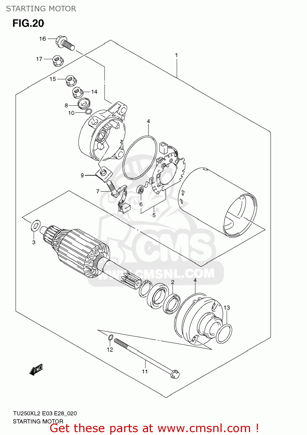 STARTING MOTOR TU250X 2012 (L2) USA (E03)