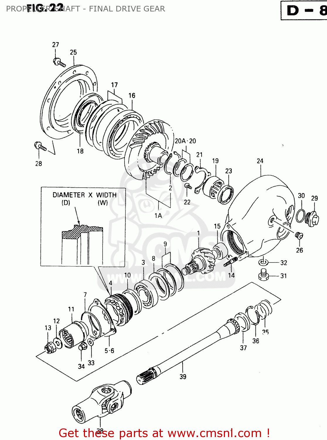 PROPELLER SHAFT - FINAL DRIVE GEAR VL1500 1998 (W) (E02 E04 E17 E18 E22 E24 E25 E34)