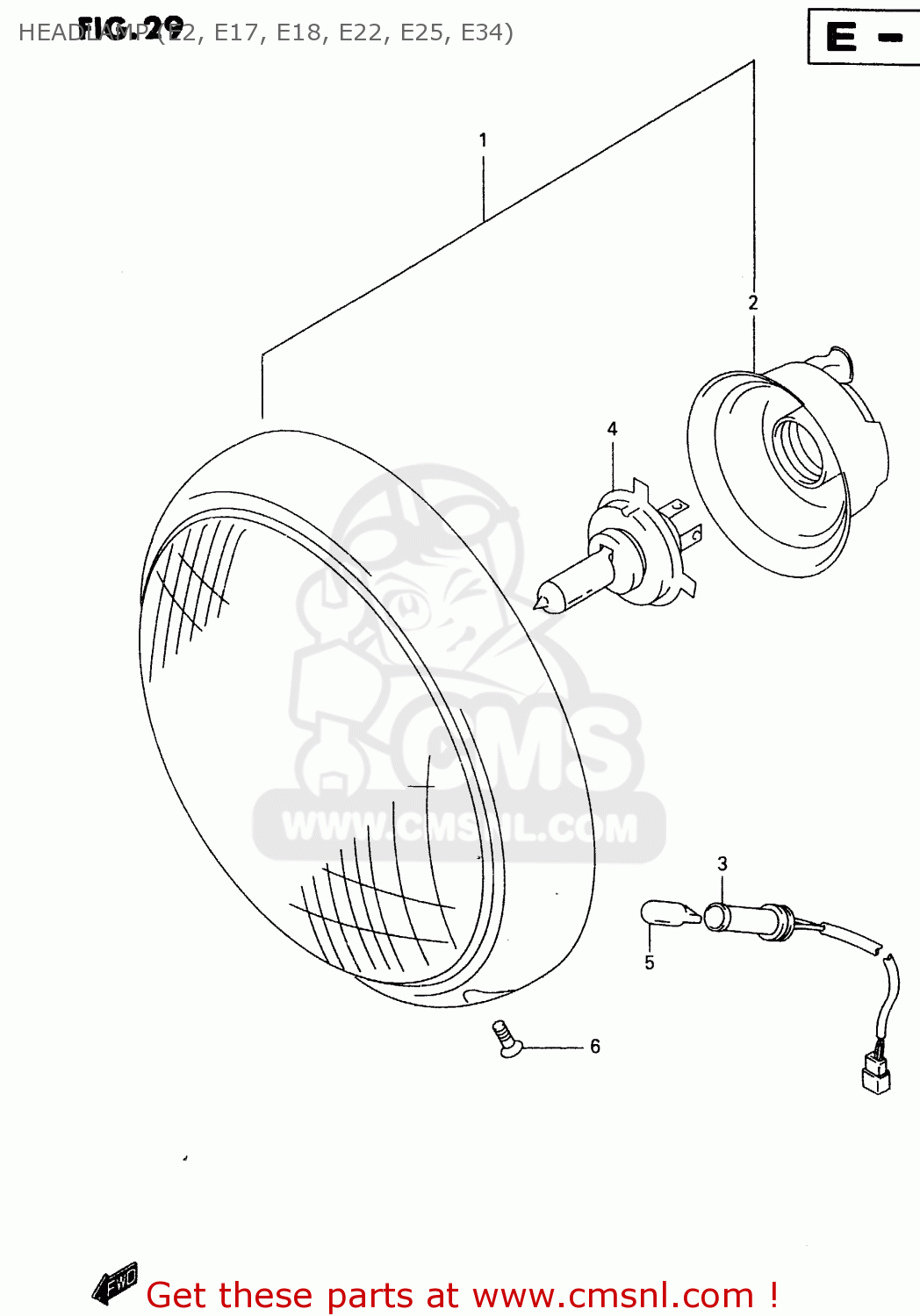HEADLAMP (E2, E17, E18, E22, E25, E34) VL1500 1998 (W) (E02 E04 E17 E18 E22 E24 E25 E34)