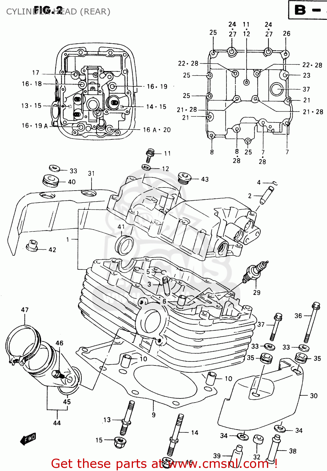 CYLINDER HEAD (REAR) VL1500 1998 (W) (E02 E04 E17 E18 E22 E24 E25 E34)