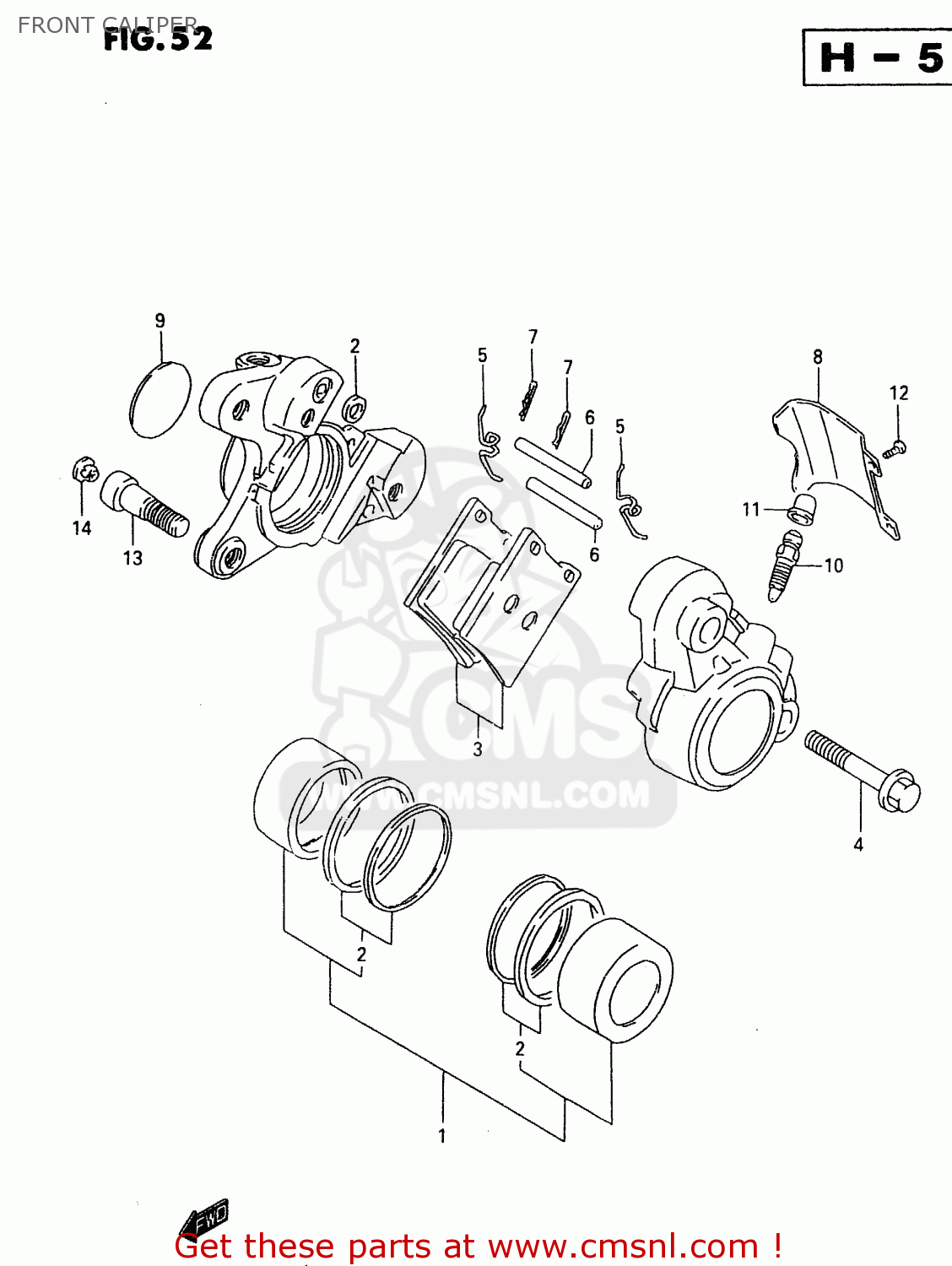 FRONT CALIPER VL1500 1998 (W) (E02 E04 E17 E18 E22 E24 E25 E34)