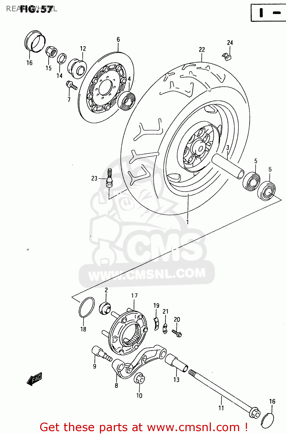 REAR WHEEL VL1500 1998 (W) (E02 E04 E17 E18 E22 E24 E25 E34)