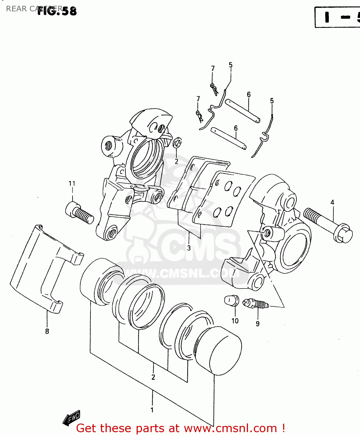 REAR CALIPER VL1500 1998 (W) (E02 E04 E17 E18 E22 E24 E25 E34)