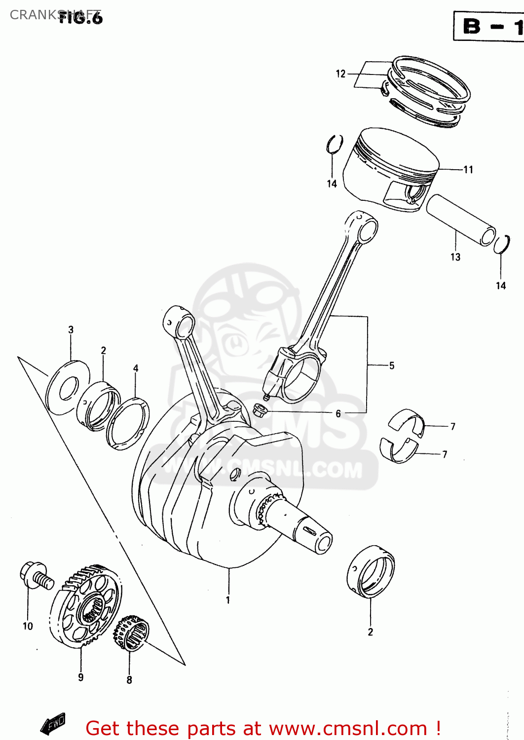 CRANKSHAFT VL1500 1998 (W) (E02 E04 E17 E18 E22 E24 E25 E34)