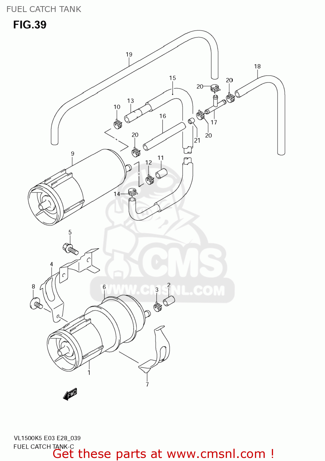 FUEL CATCH TANK VL1500 BOULEVARD C90 2005 (K5) USA (E03)