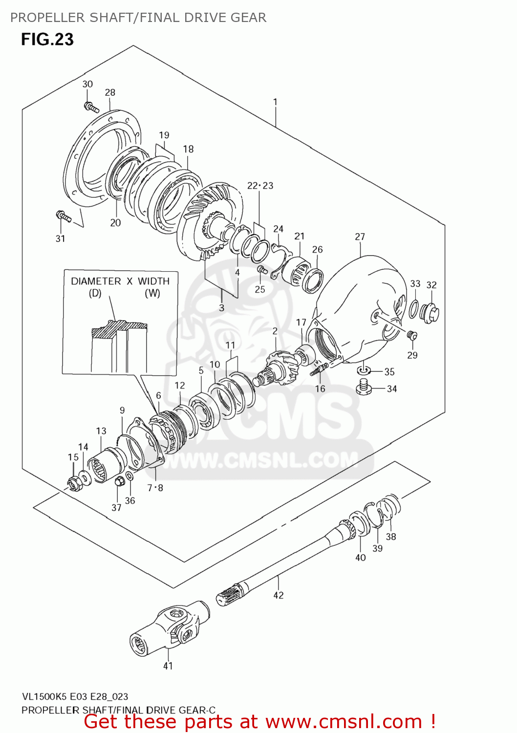 PROPELLER SHAFT/FINAL DRIVE GEAR VL1500 BOULEVARD C90 2005 (K5) USA (E03)