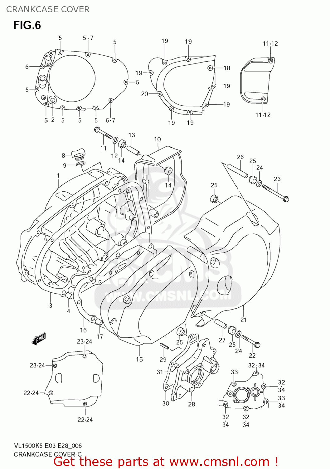 CRANKCASE COVER VL1500 BOULEVARD C90 2006 (K6) USA (E03)