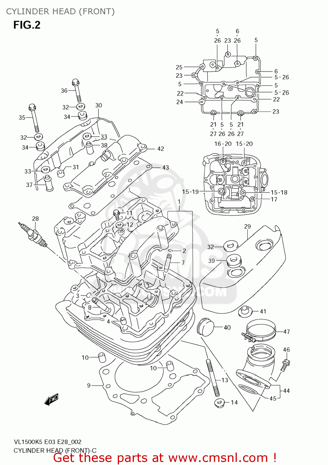 CYLINDER HEAD (FRONT) VL1500 BOULEVARD C90 2006 (K6) USA (E03)