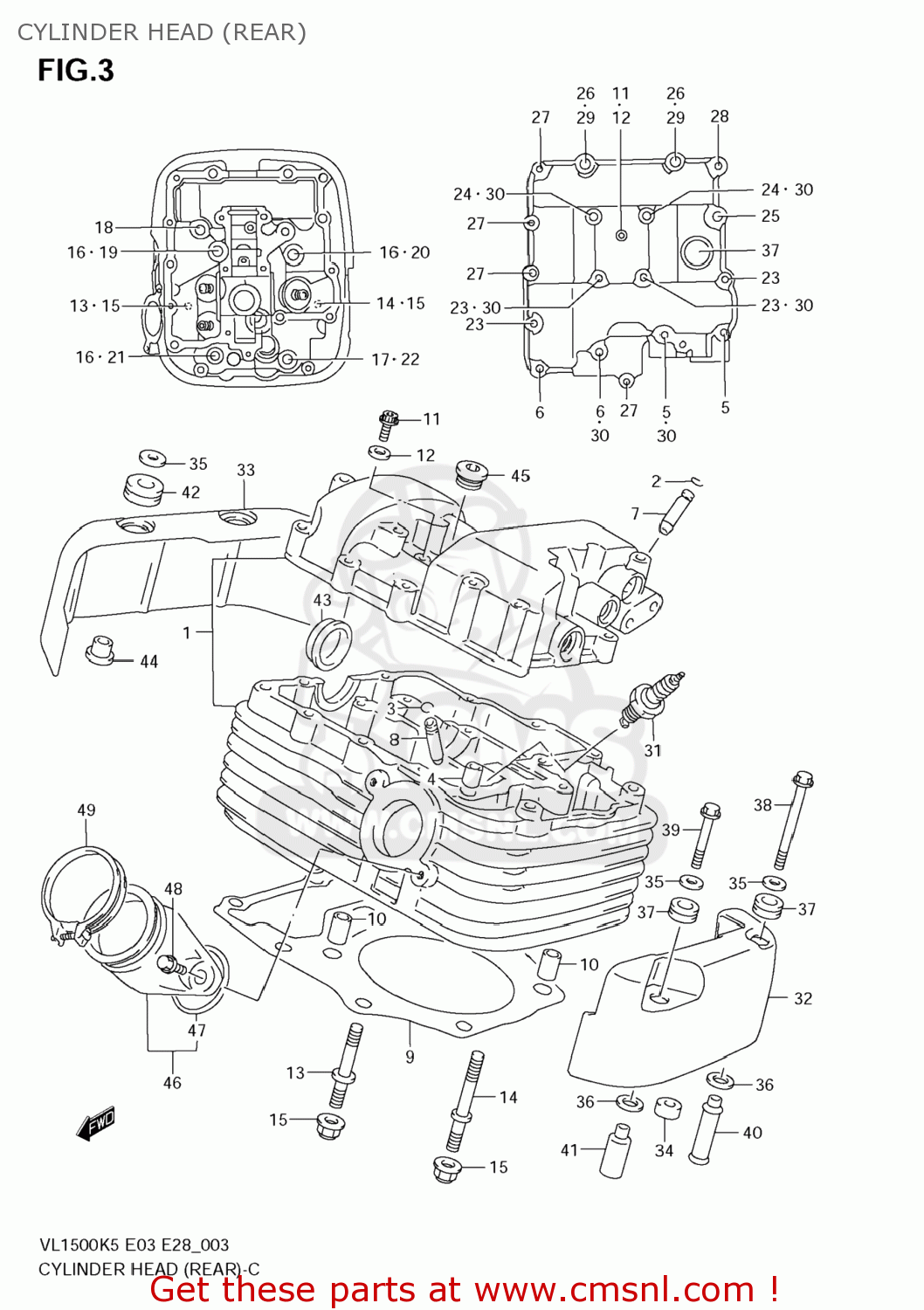 CYLINDER HEAD (REAR) VL1500 BOULEVARD C90 2006 (K6) USA (E03)